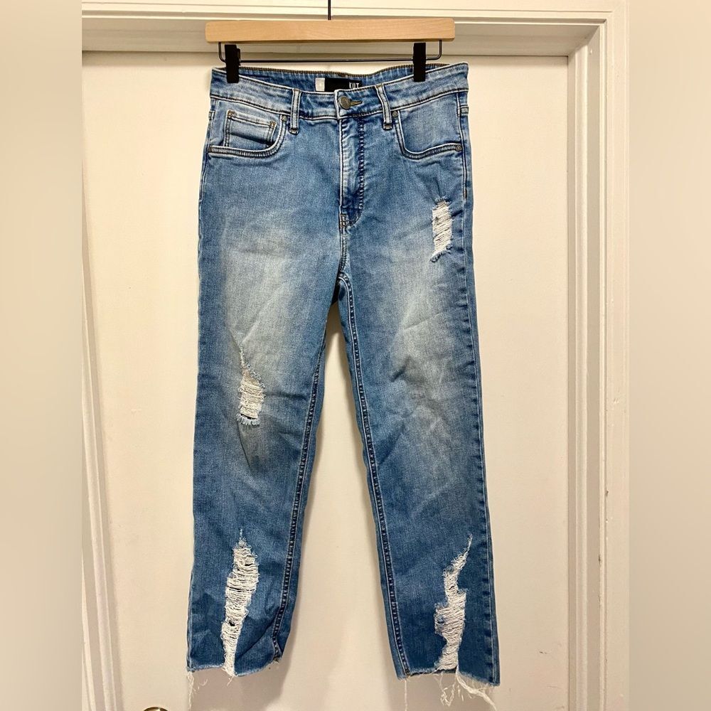 Kut From The Kloth Distressed Crop Straight Leg Jeans Size 6 Elizabeth High Rise